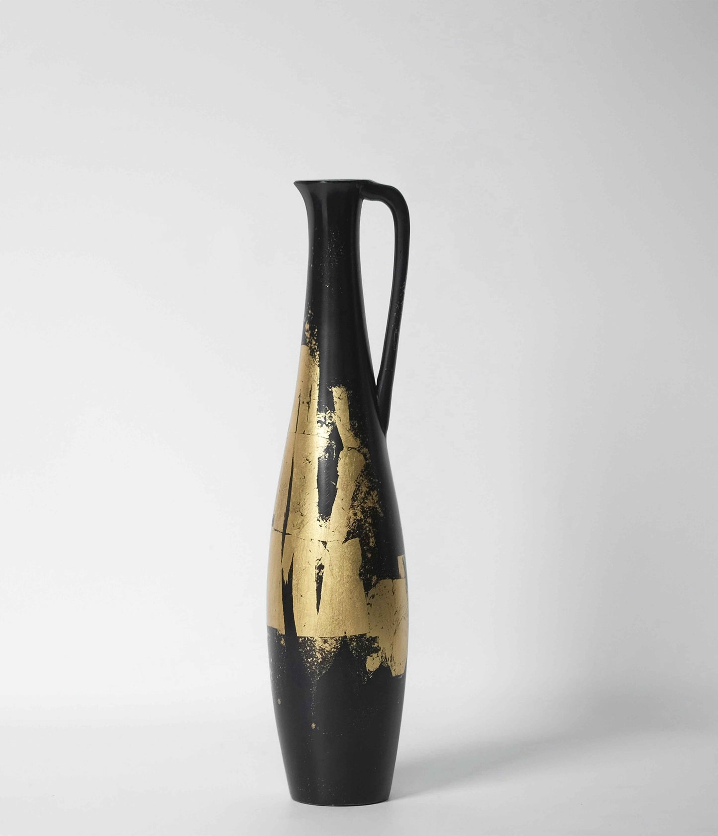 Elegant Black and Gold Abstract Art Vase